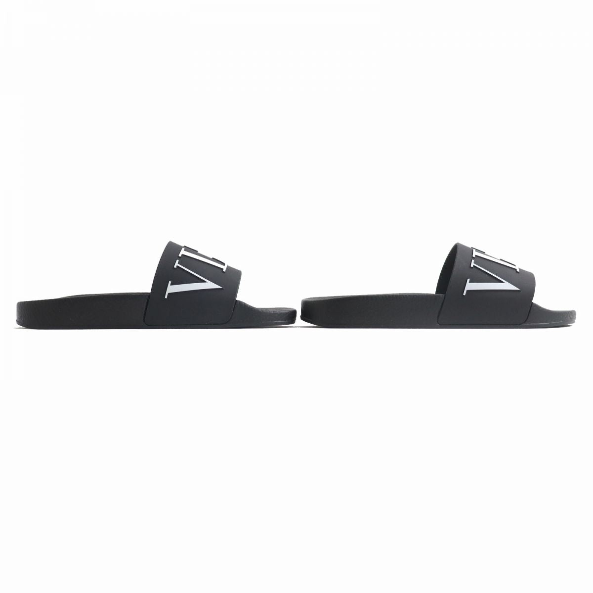 Valentino VLTN Logo Slide Sandals Black White