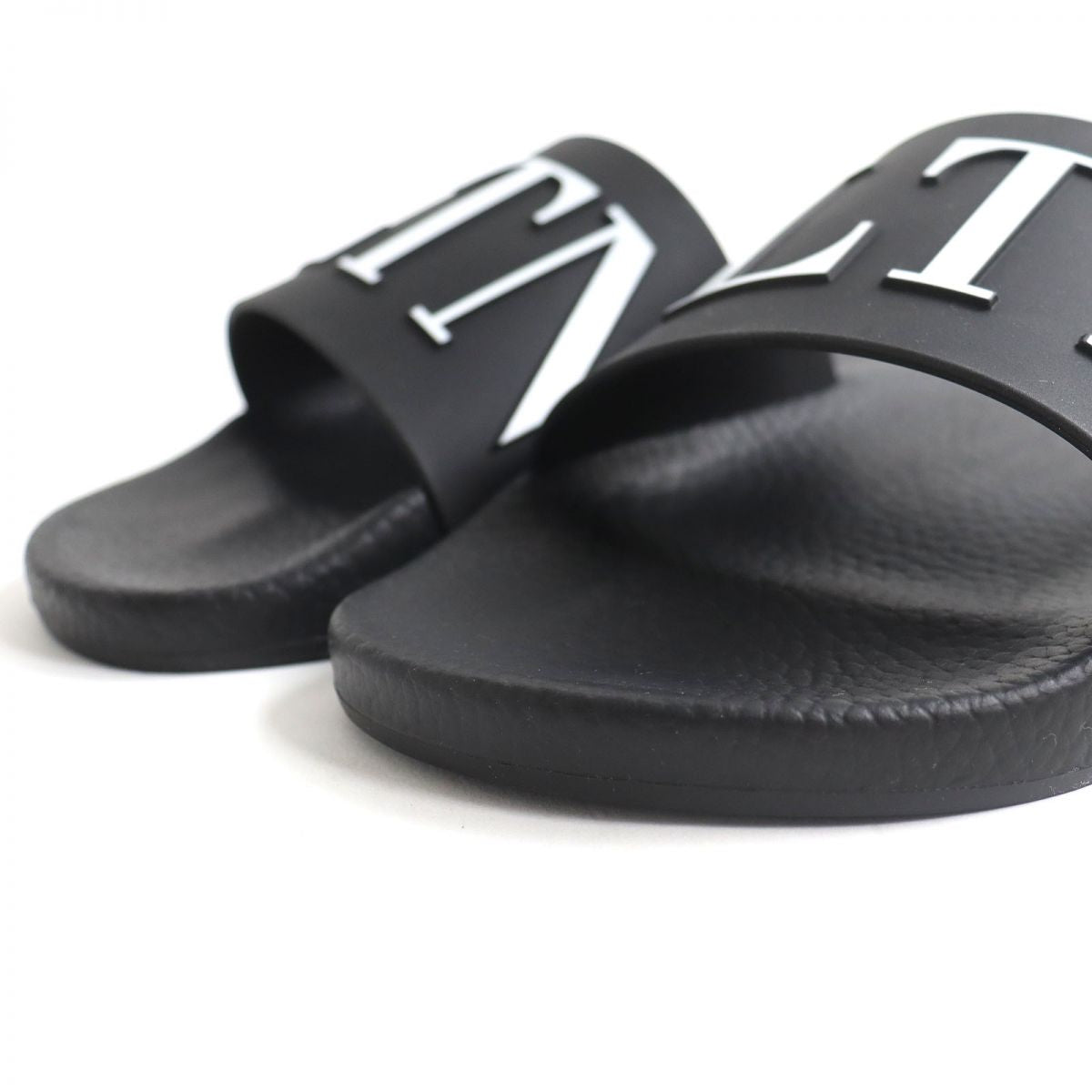 Valentino VLTN Logo Slide Sandals Black White