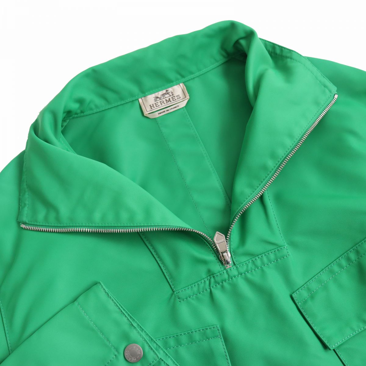 Hermes Men's Half-Zip Pullover Shirt Green