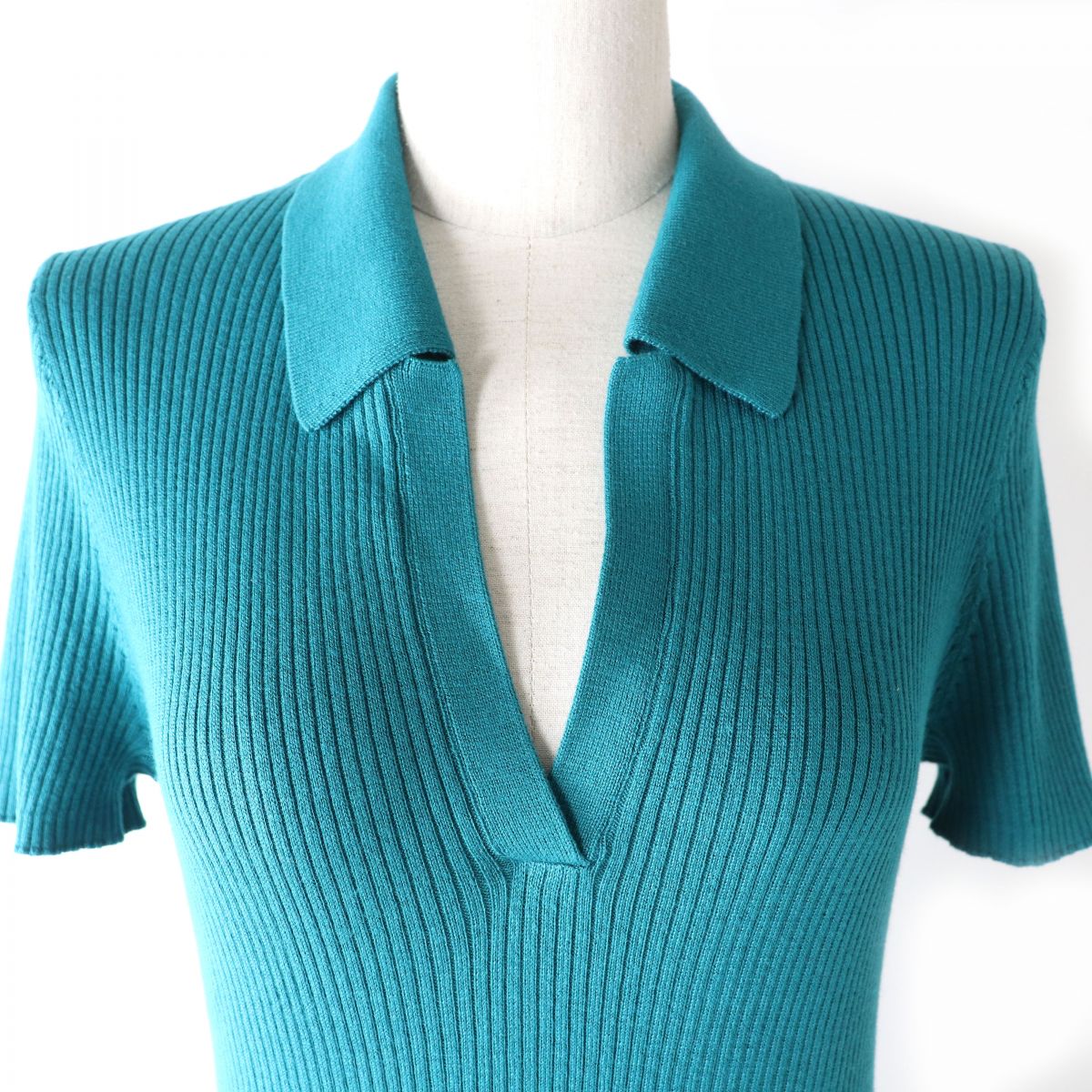 Max & Co. SIGMA Skipper Rib Knit Top Blue Green