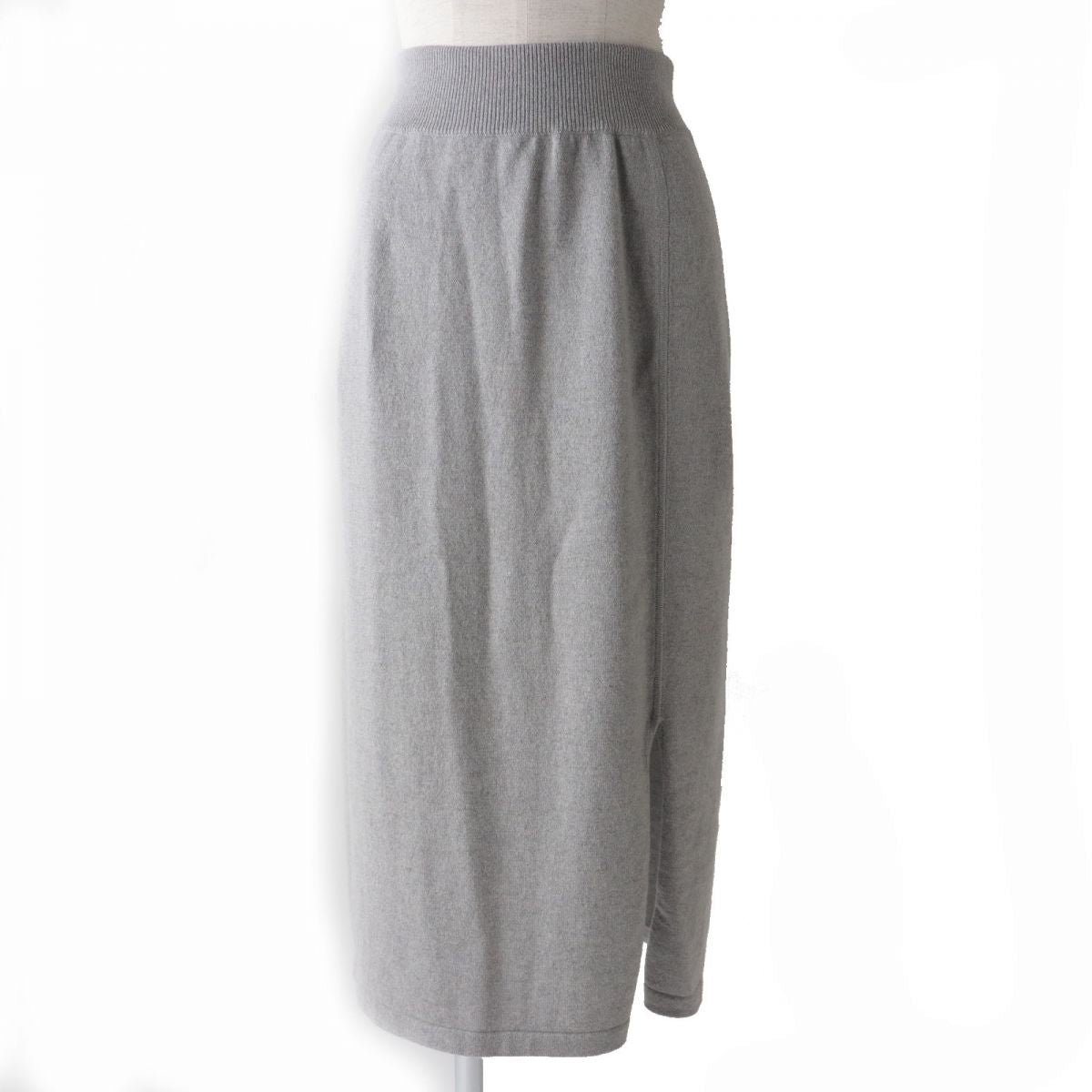 Hermes Cashmere Long Knit Skirt Grey Size 38