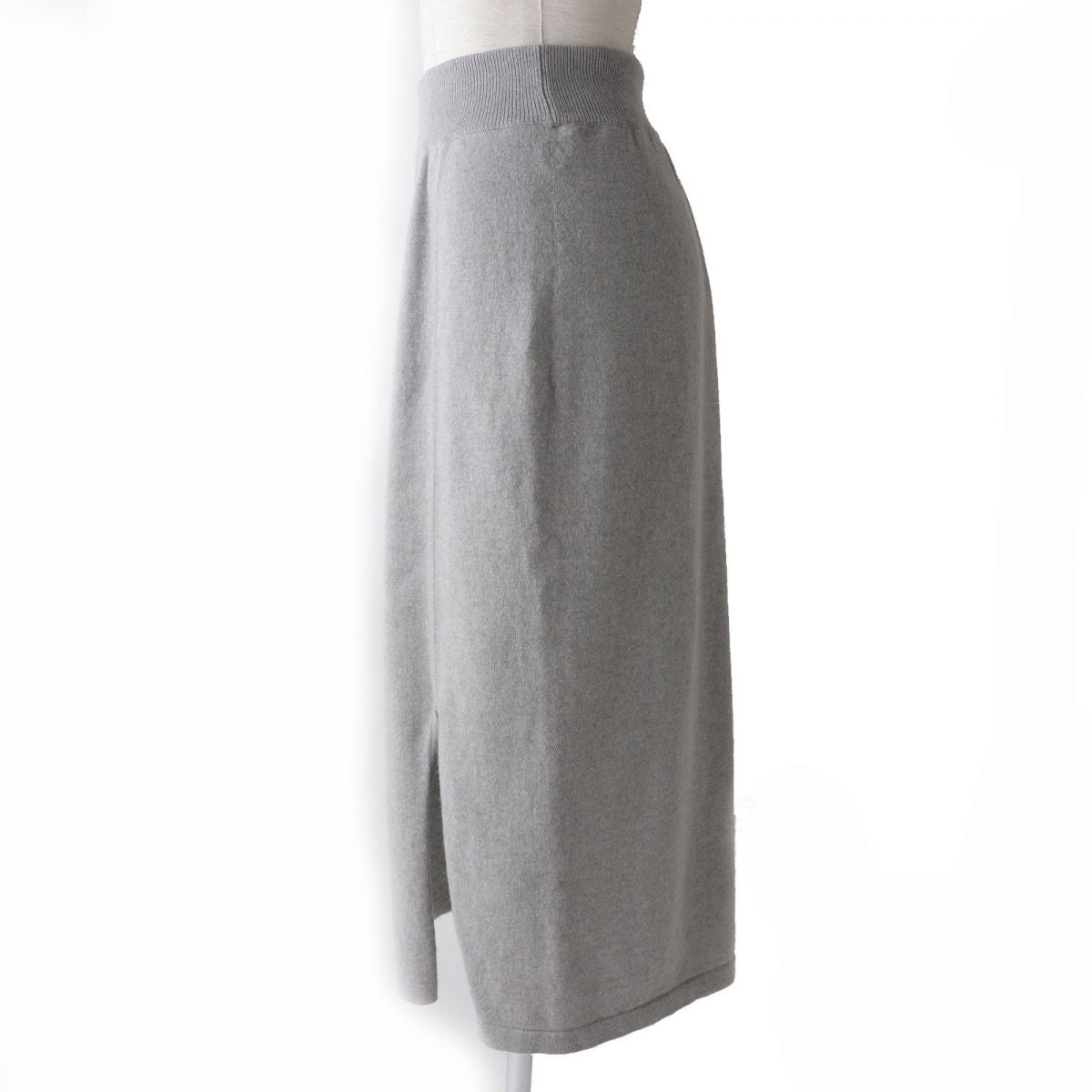 Hermes Cashmere Long Knit Skirt Grey Size 38