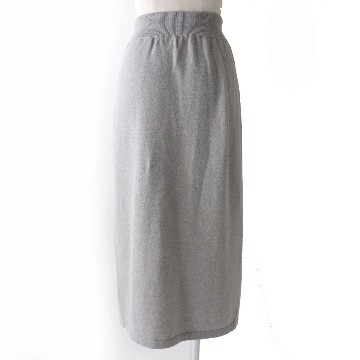 Hermes Cashmere Long Knit Skirt Grey Size 38