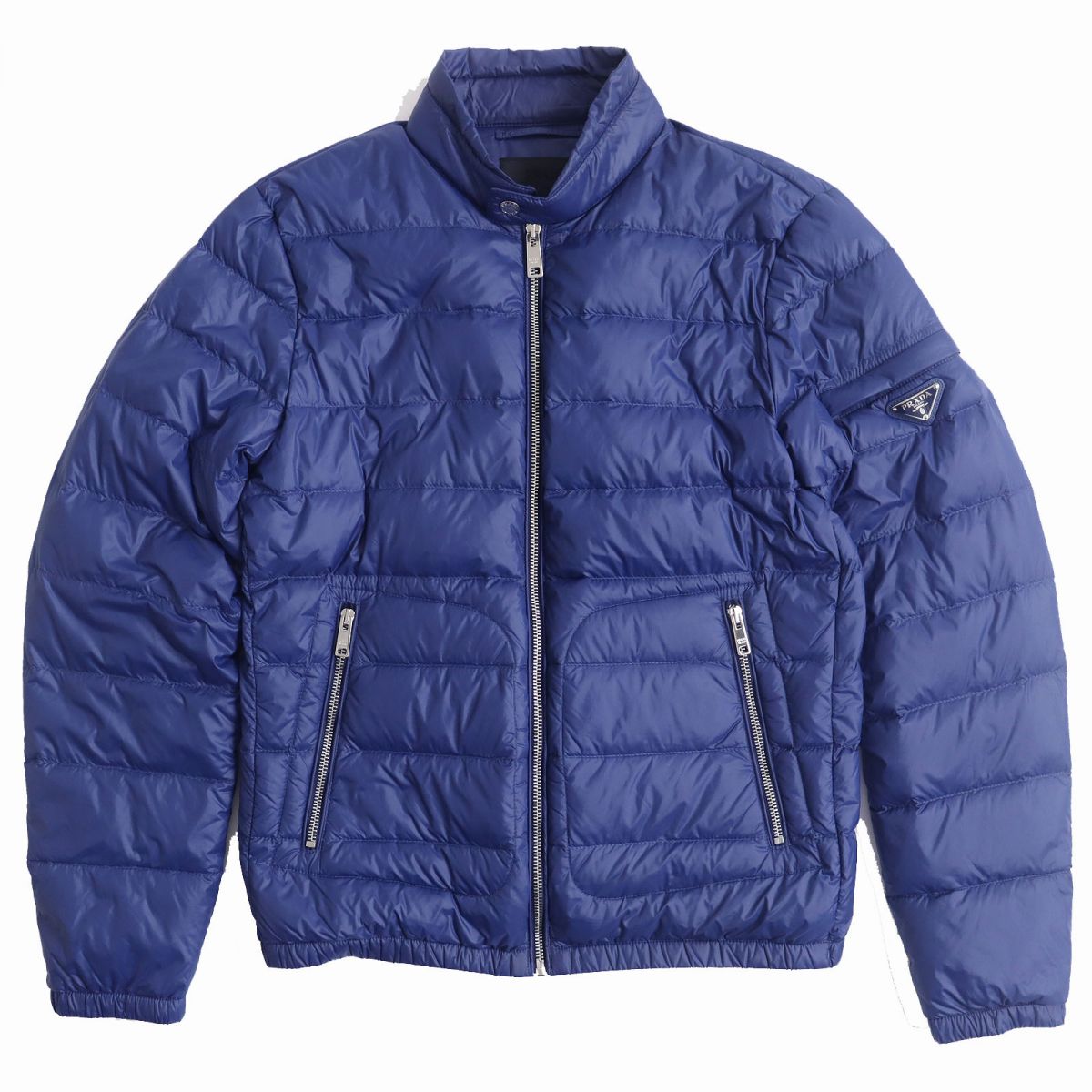 Prada Men's Blue Down Jacket Triangle Logo