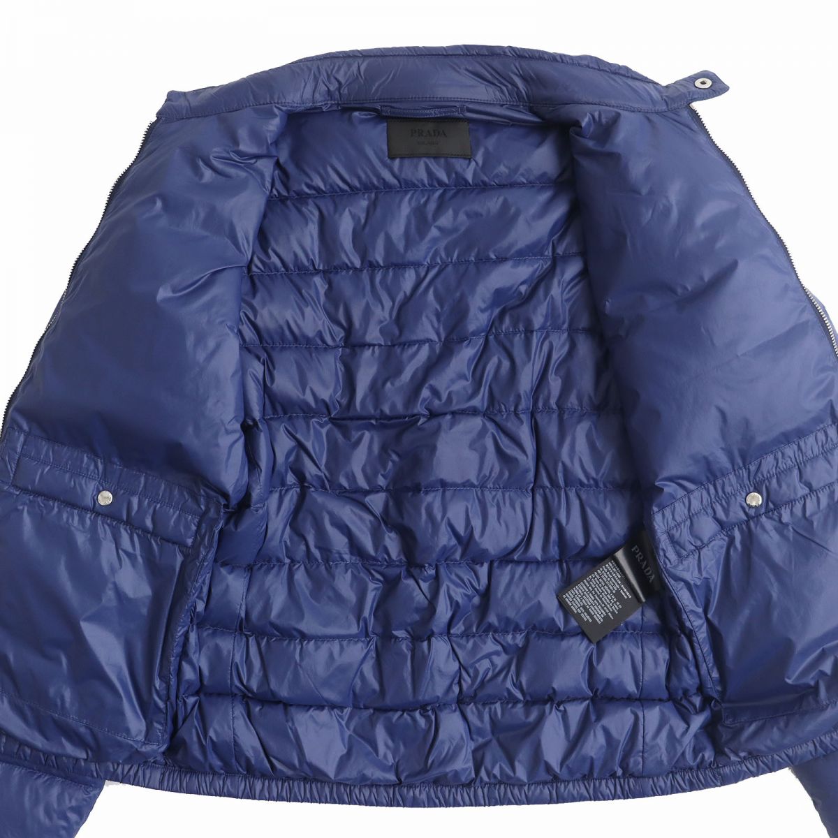 Prada Men's Blue Down Jacket Triangle Logo