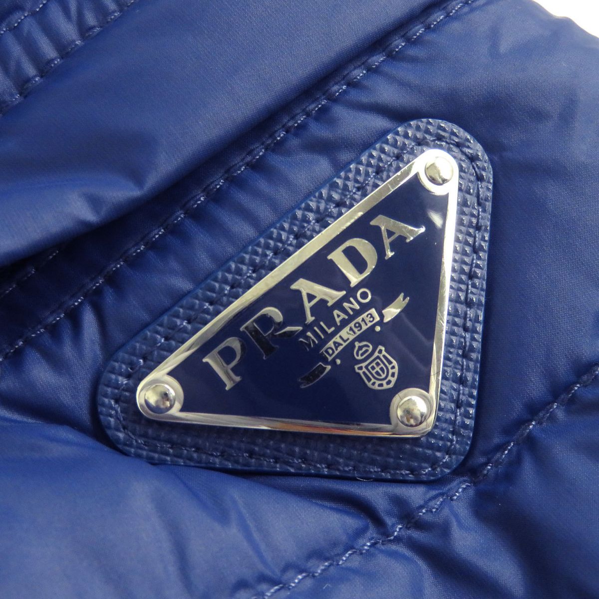 Prada Men's Blue Down Jacket Triangle Logo