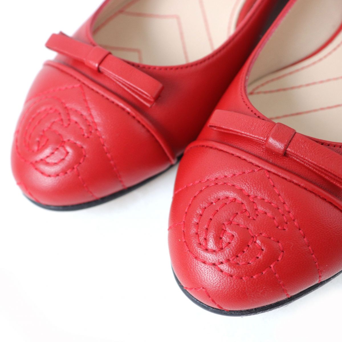 Gucci Leather Double G Ballet Shoes Red