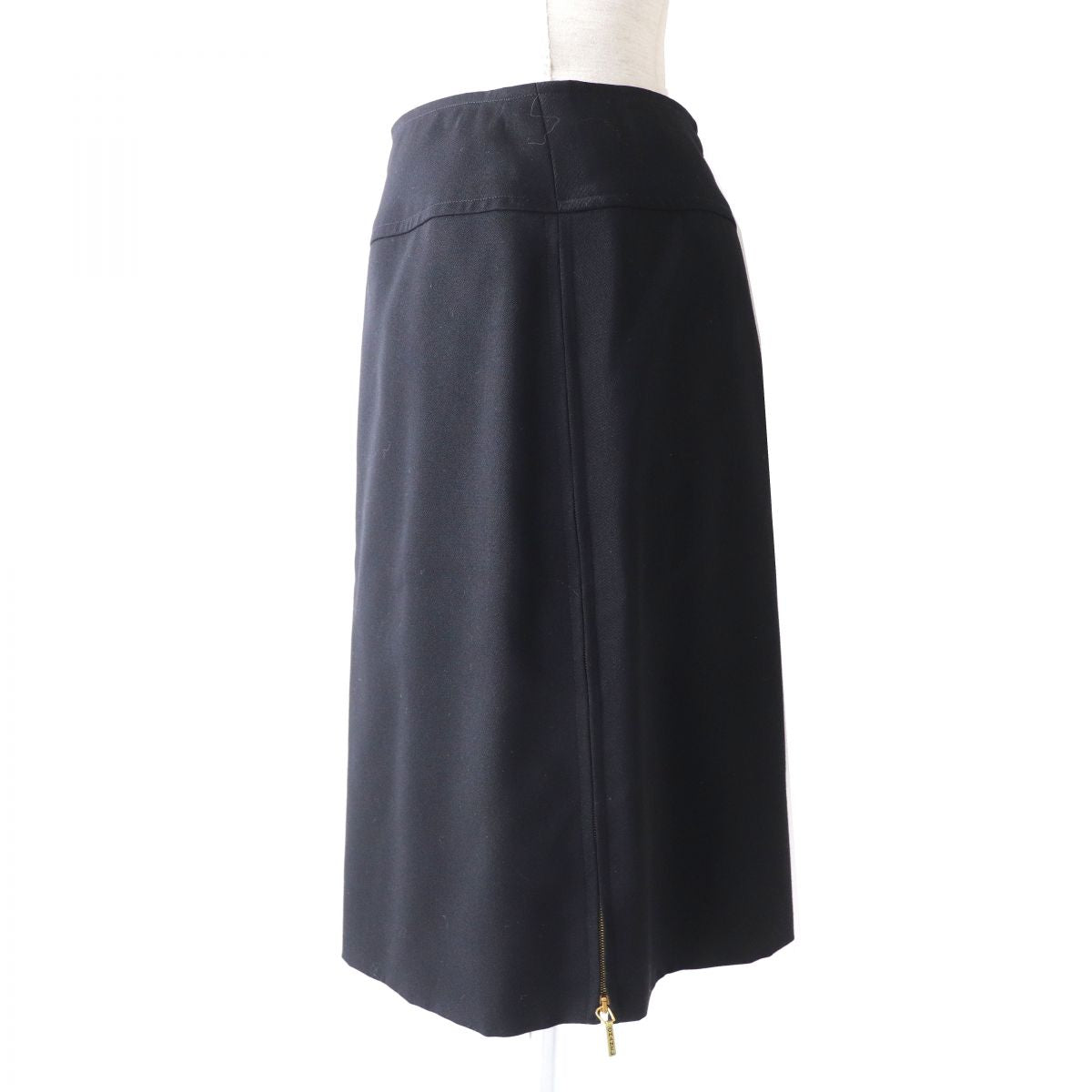 Chanel Vintage Wool Skirt Black 38