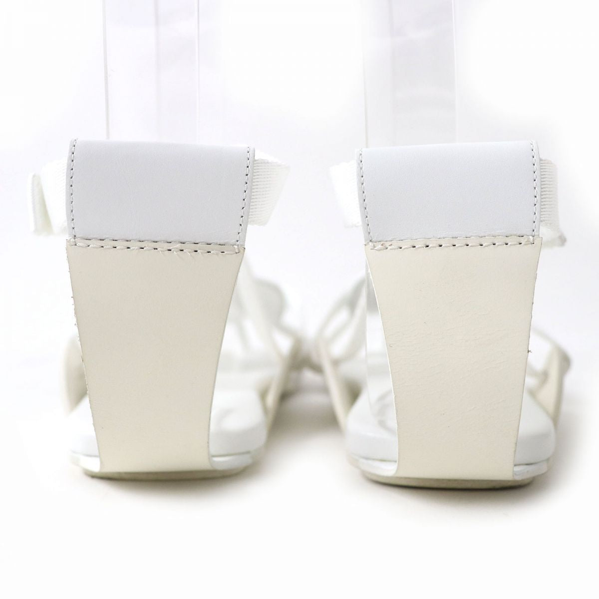 Hermes AURA Leather Flat Sandals White 38