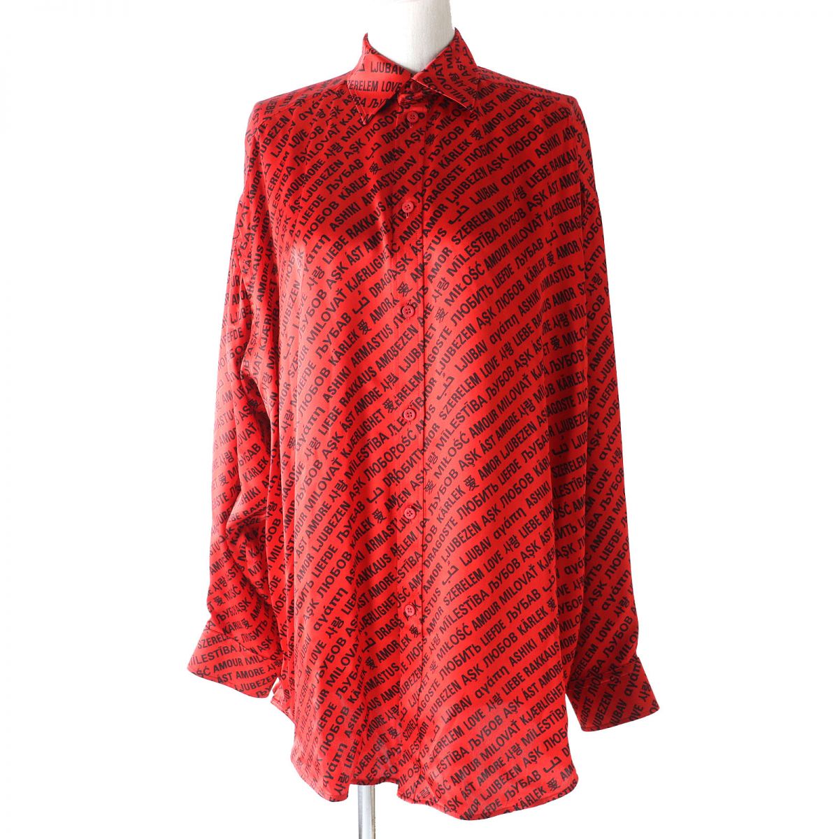 Balenciaga Silk Long Sleeve Shirt Red