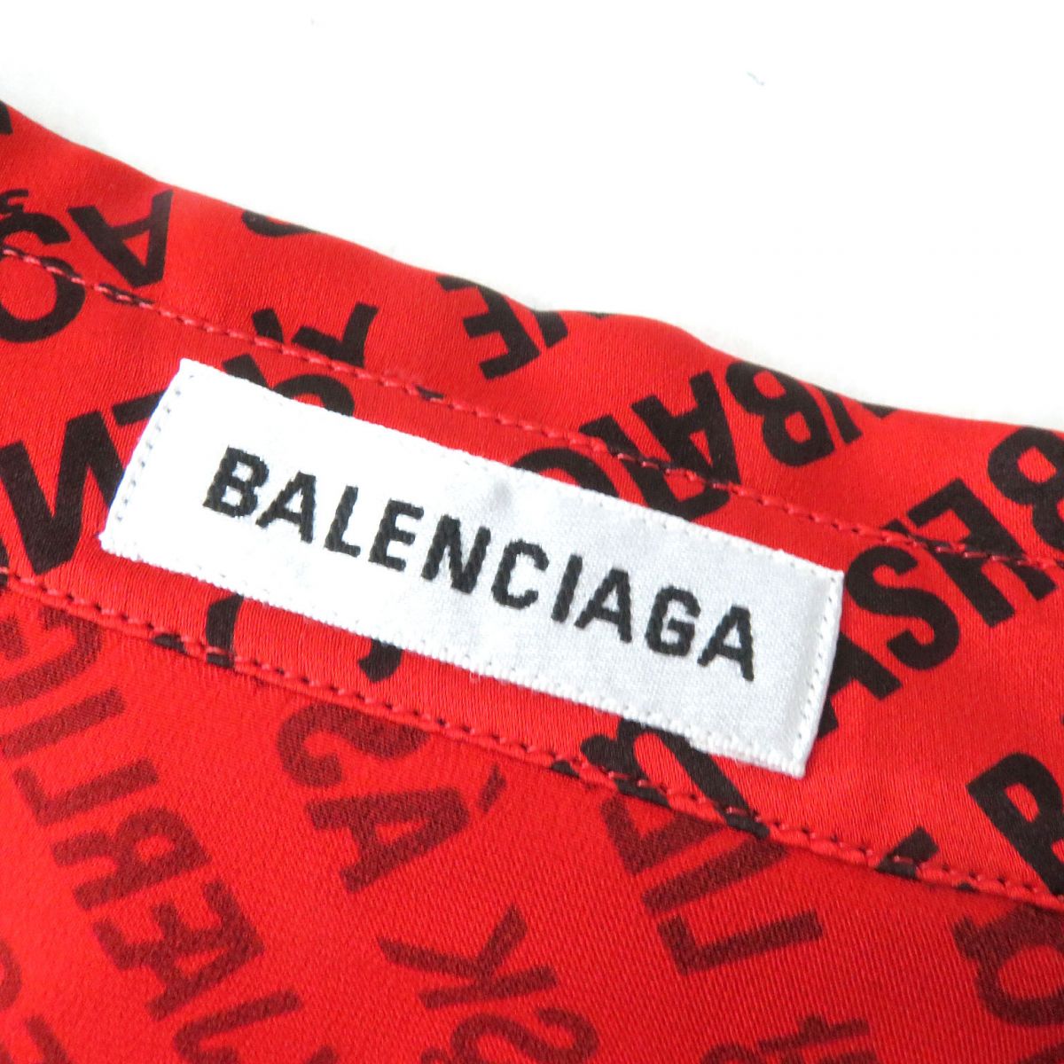 Balenciaga Silk Long Sleeve Shirt Red