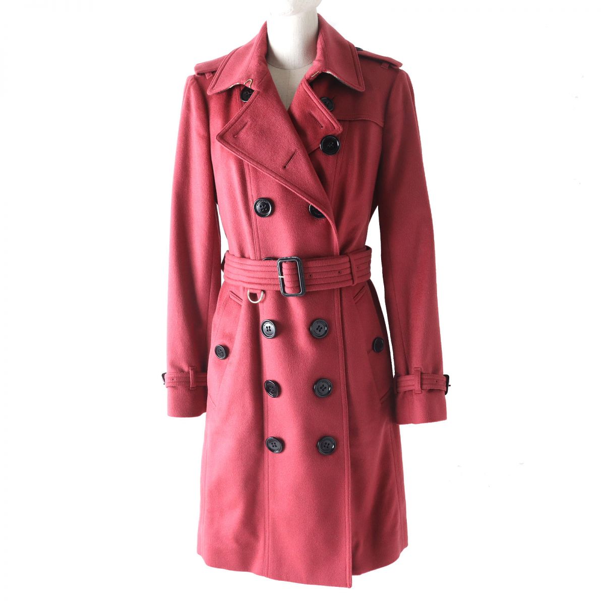 Burberry Sandringham Cashmere Trench Coat Pink