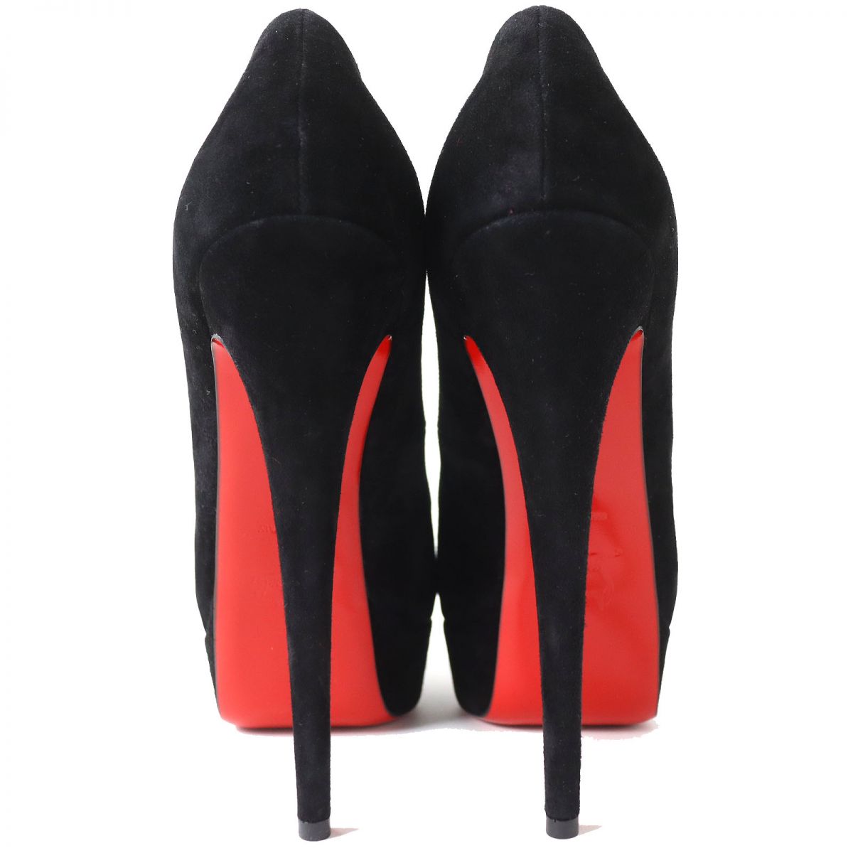 Christian Louboutin Velour Open Toe Pumps Black