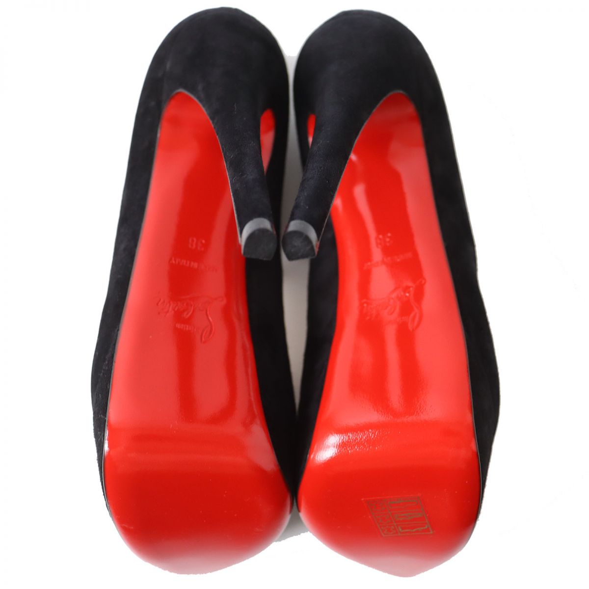 Christian Louboutin Velour Open Toe Pumps Black