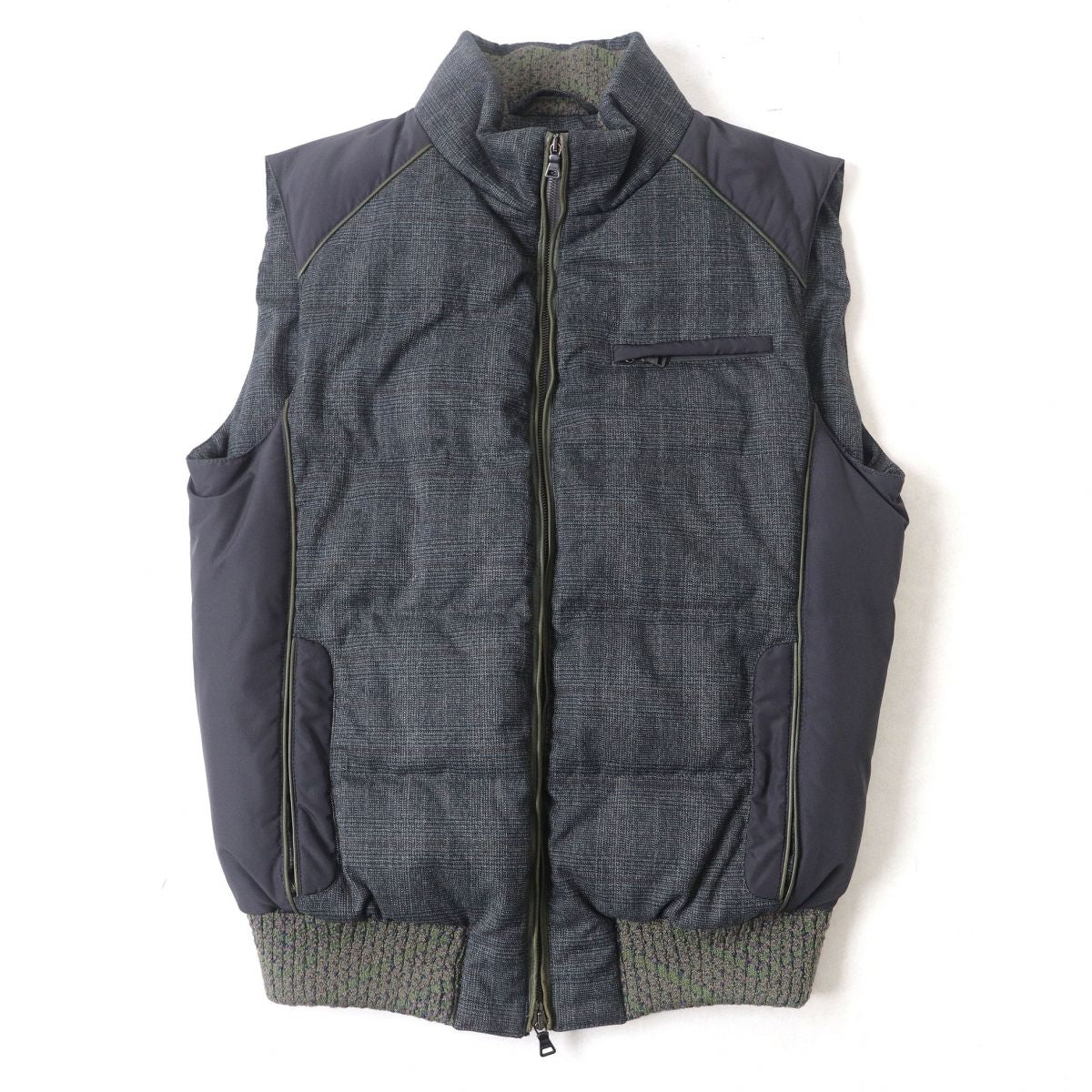 ETRO Tweed Zip-Up Down Vest L Men's