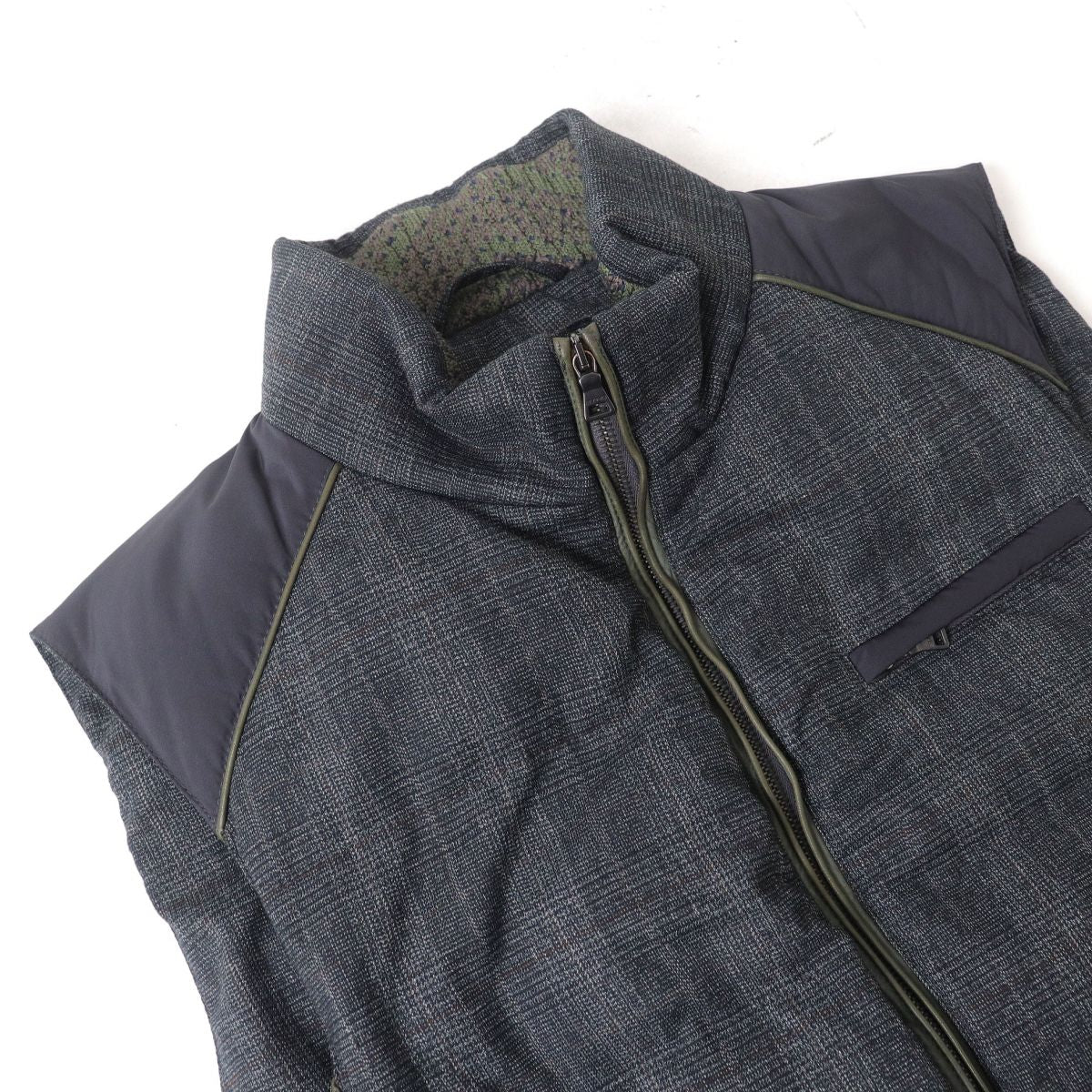 ETRO Tweed Zip-Up Down Vest L Men's