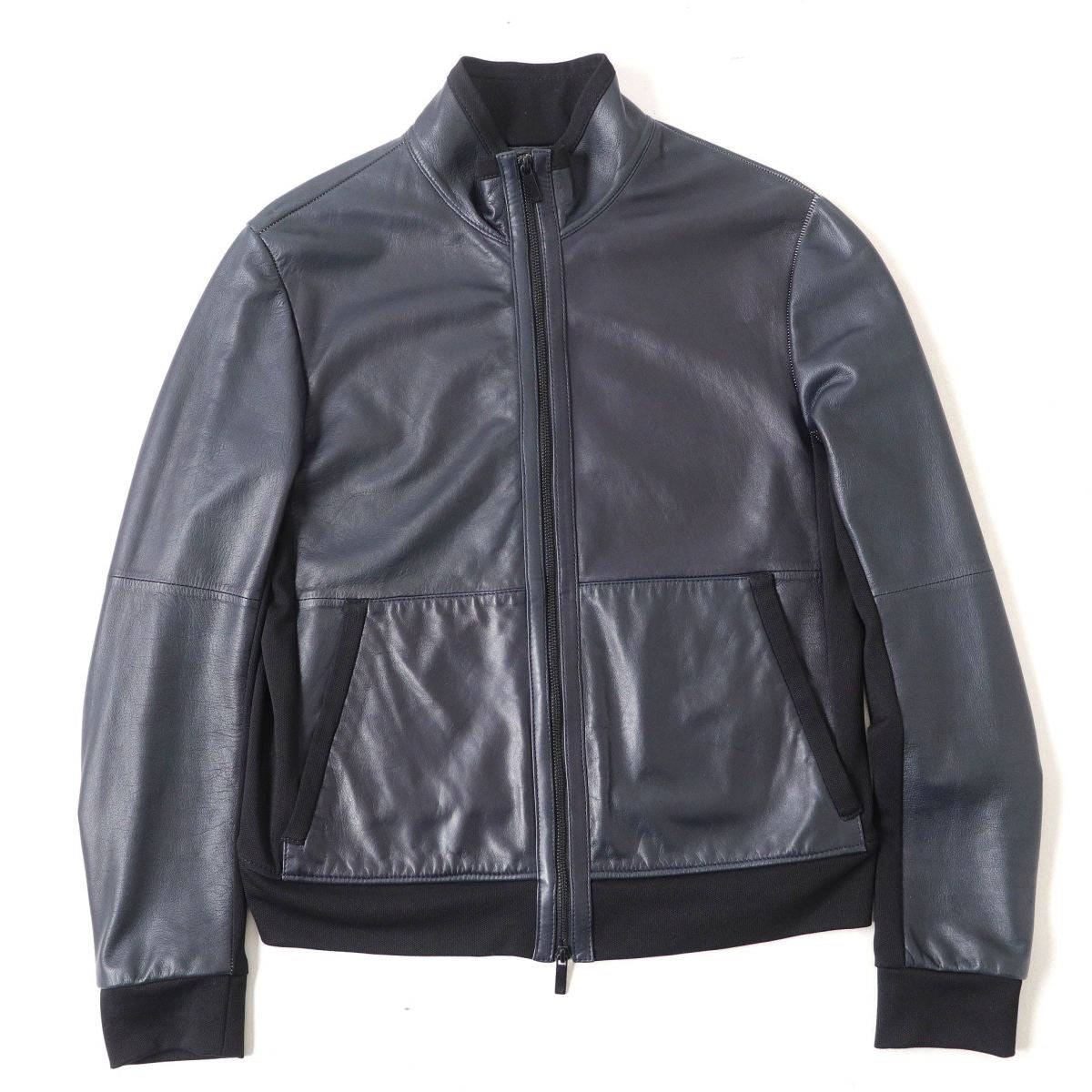 Emporio Armani Lamb Leather Stand Collar Jacket