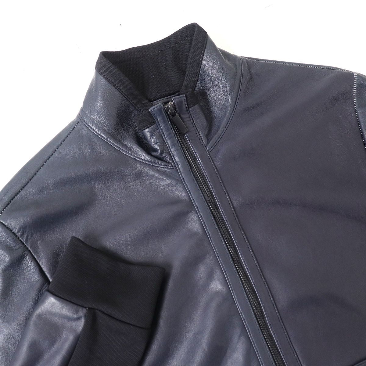 Emporio Armani Lamb Leather Stand Collar Jacket