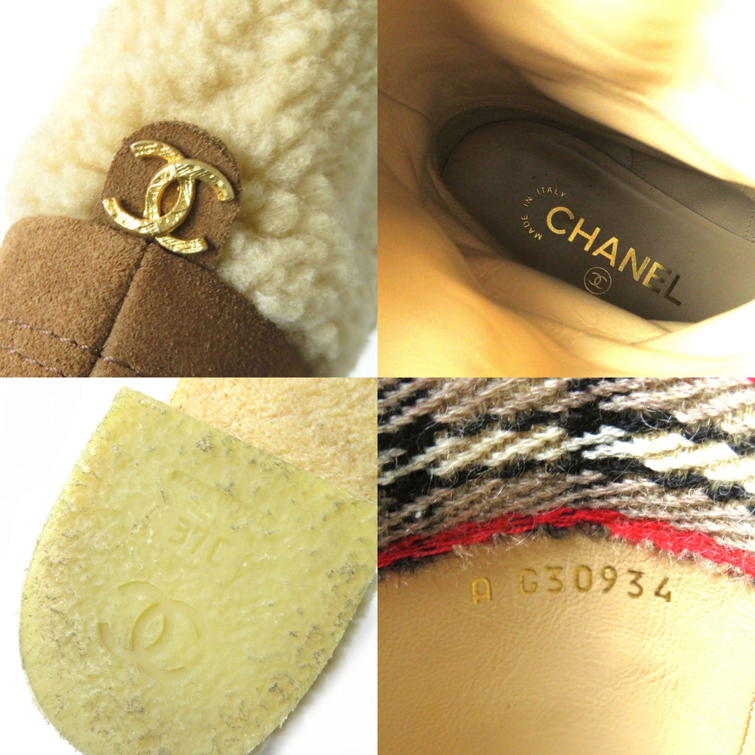 Chanel Suede Shearling Boots 37C Brown Beige