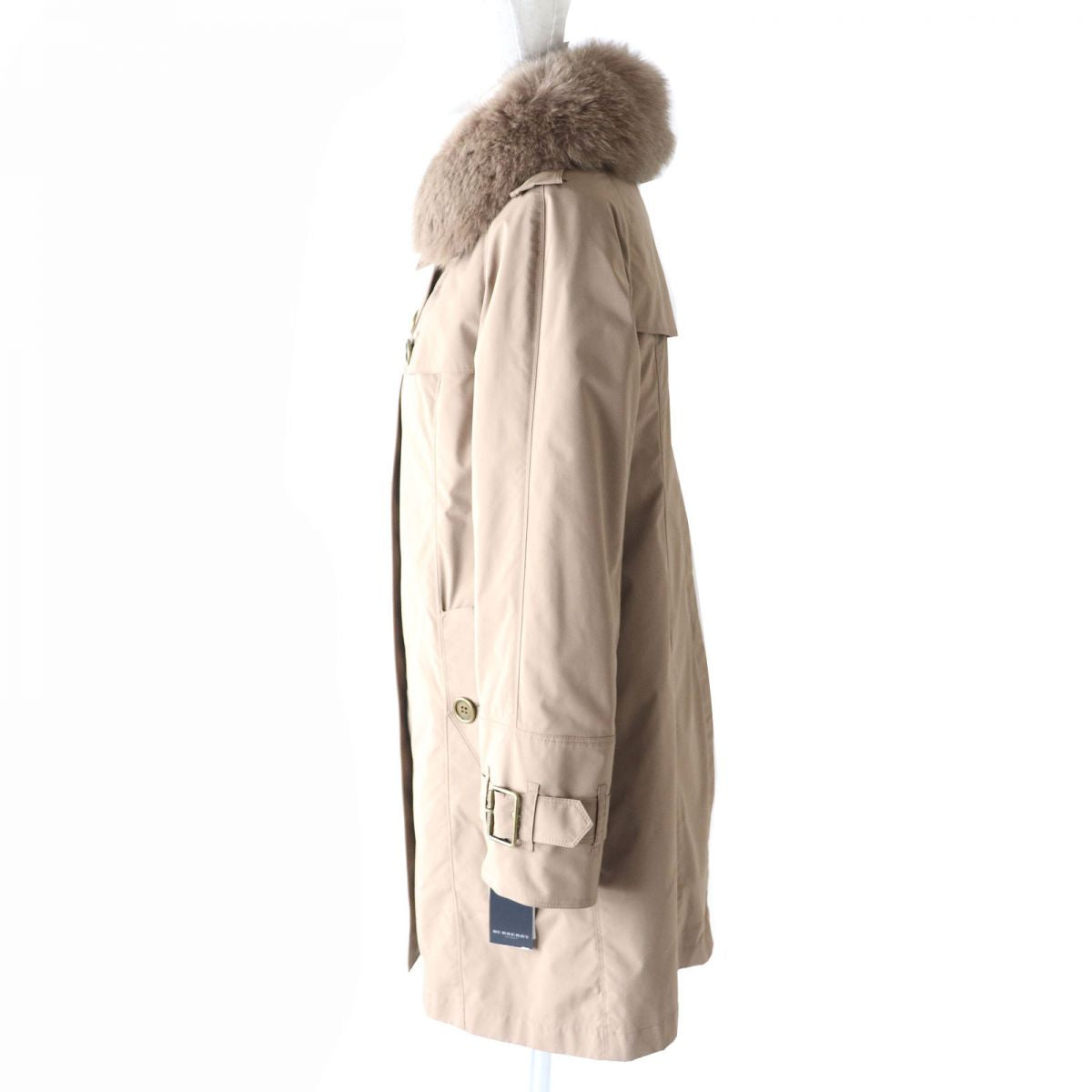 Burberry Nylon Coat with Fox Fur Collar, Nova Check, 3WAY, Size 36