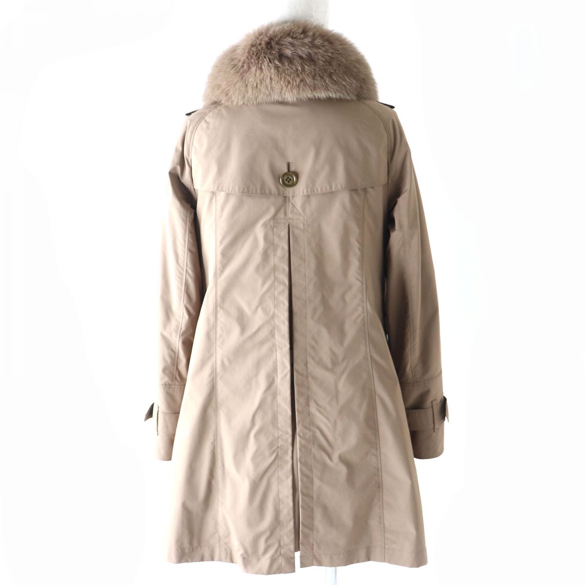 Burberry Nylon Coat with Fox Fur Collar, Nova Check, 3WAY, Size 36