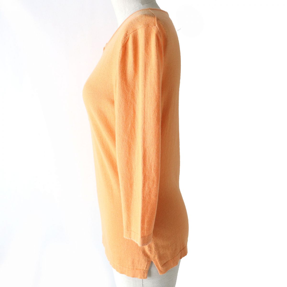 Loro Piana Cashmere Cotton 3/4 Sleeve Sweater Women's Orange