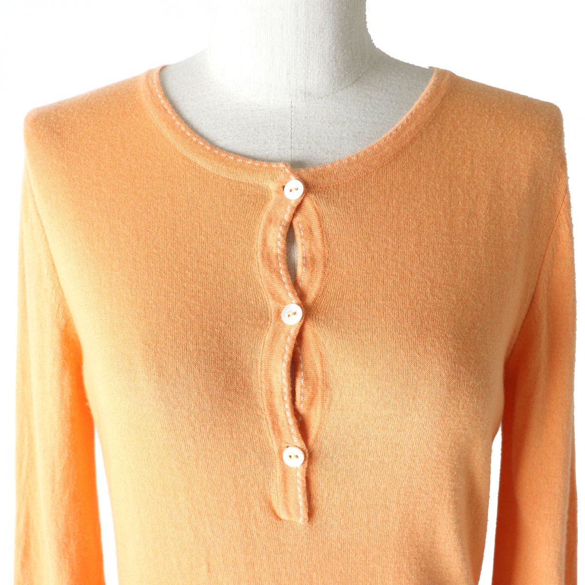 Loro Piana Cashmere Cotton 3/4 Sleeve Sweater Women's Orange