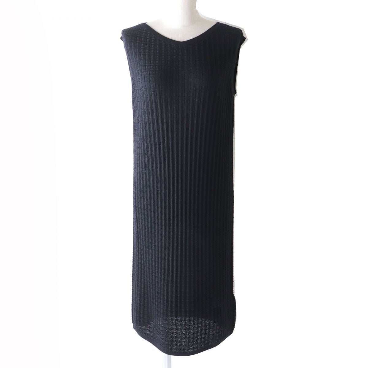 Hermes Cashmere Silk Sleeveless Knit Dress Black 34