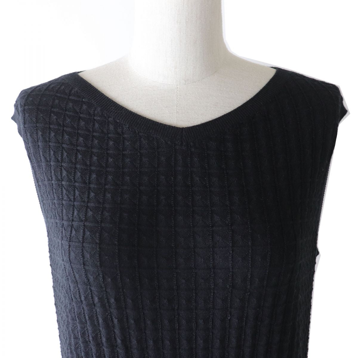 Hermes Cashmere Silk Sleeveless Knit Dress Black 34