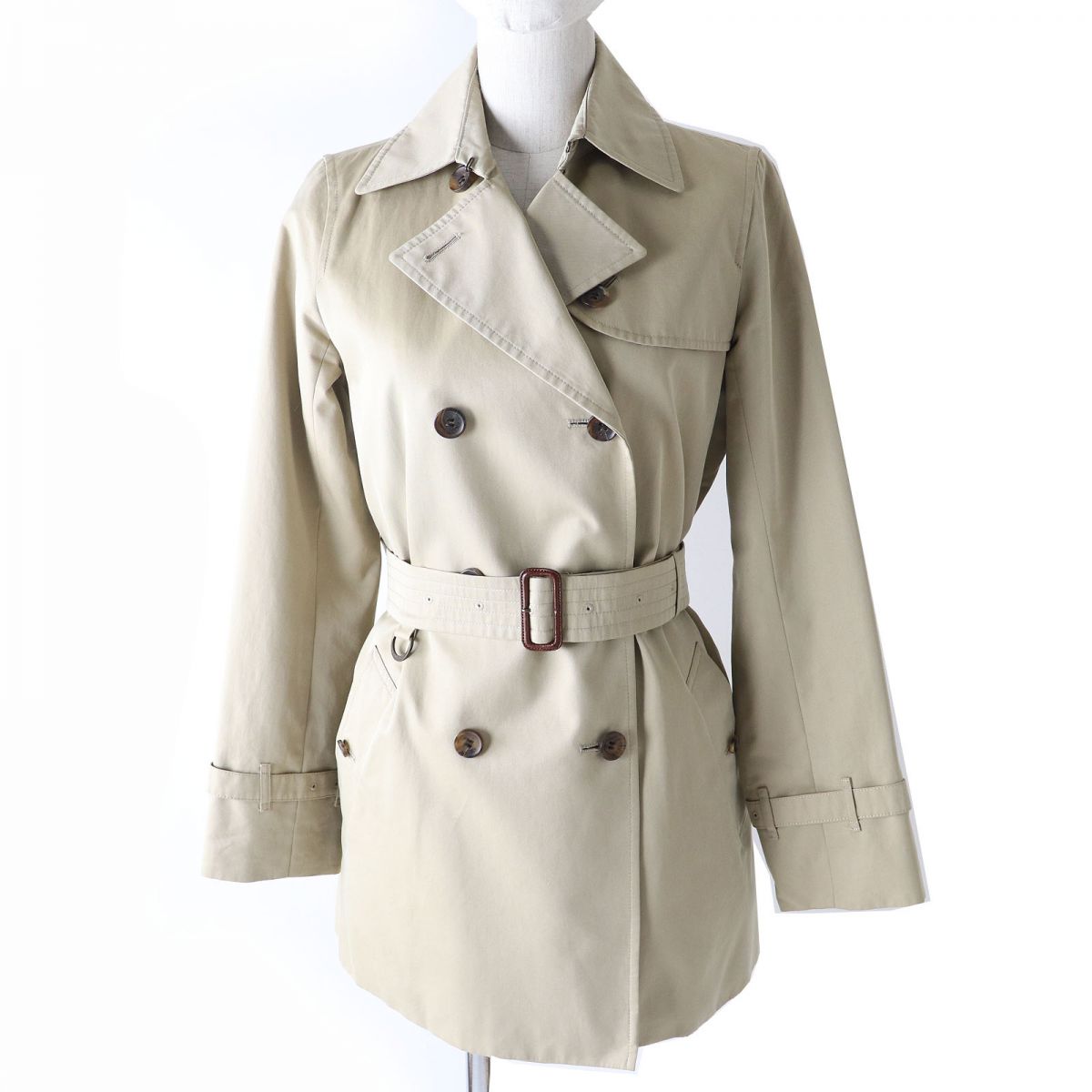 Burberry Nova Check Belted Trench Coat Beige 36