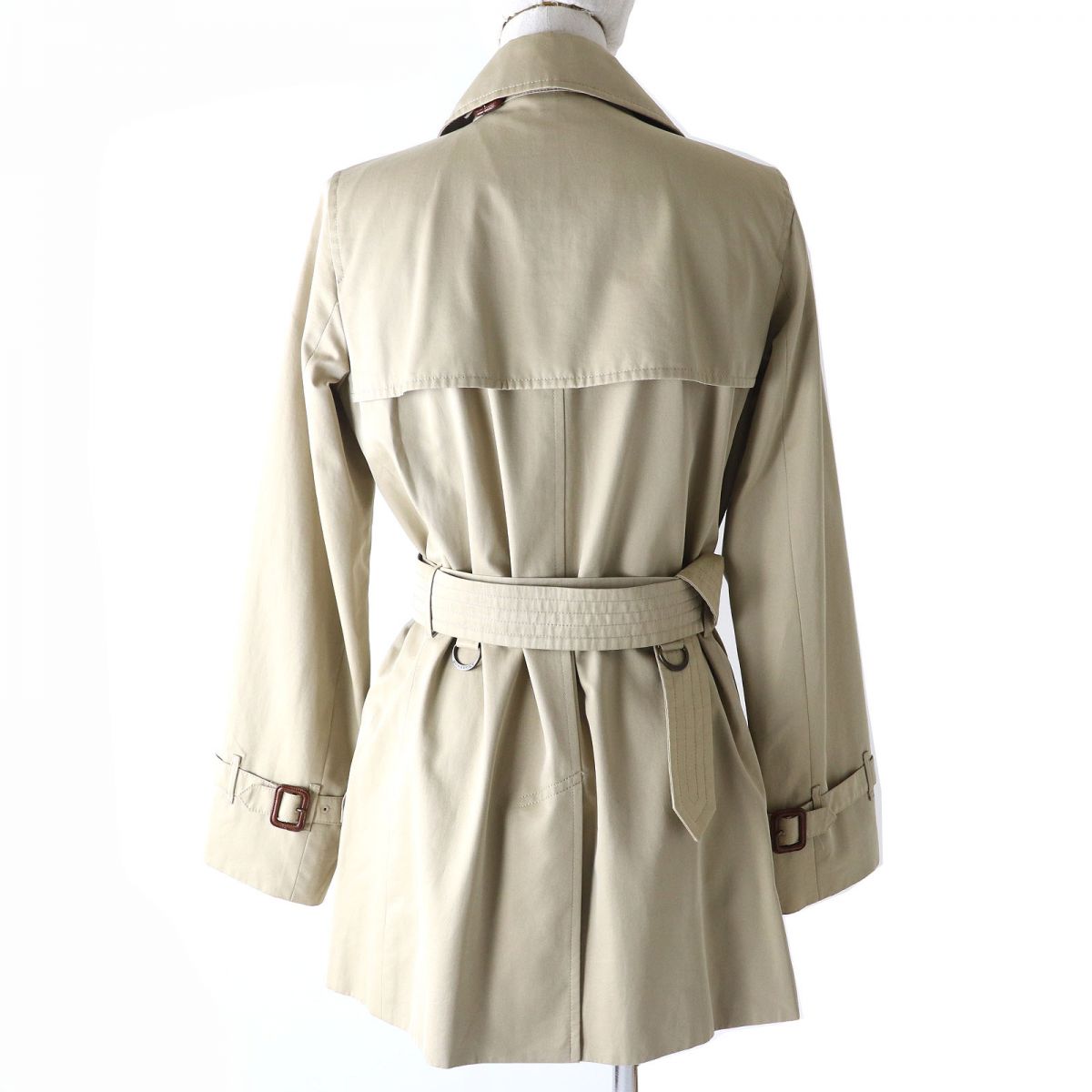 Burberry Nova Check Belted Trench Coat Beige 36