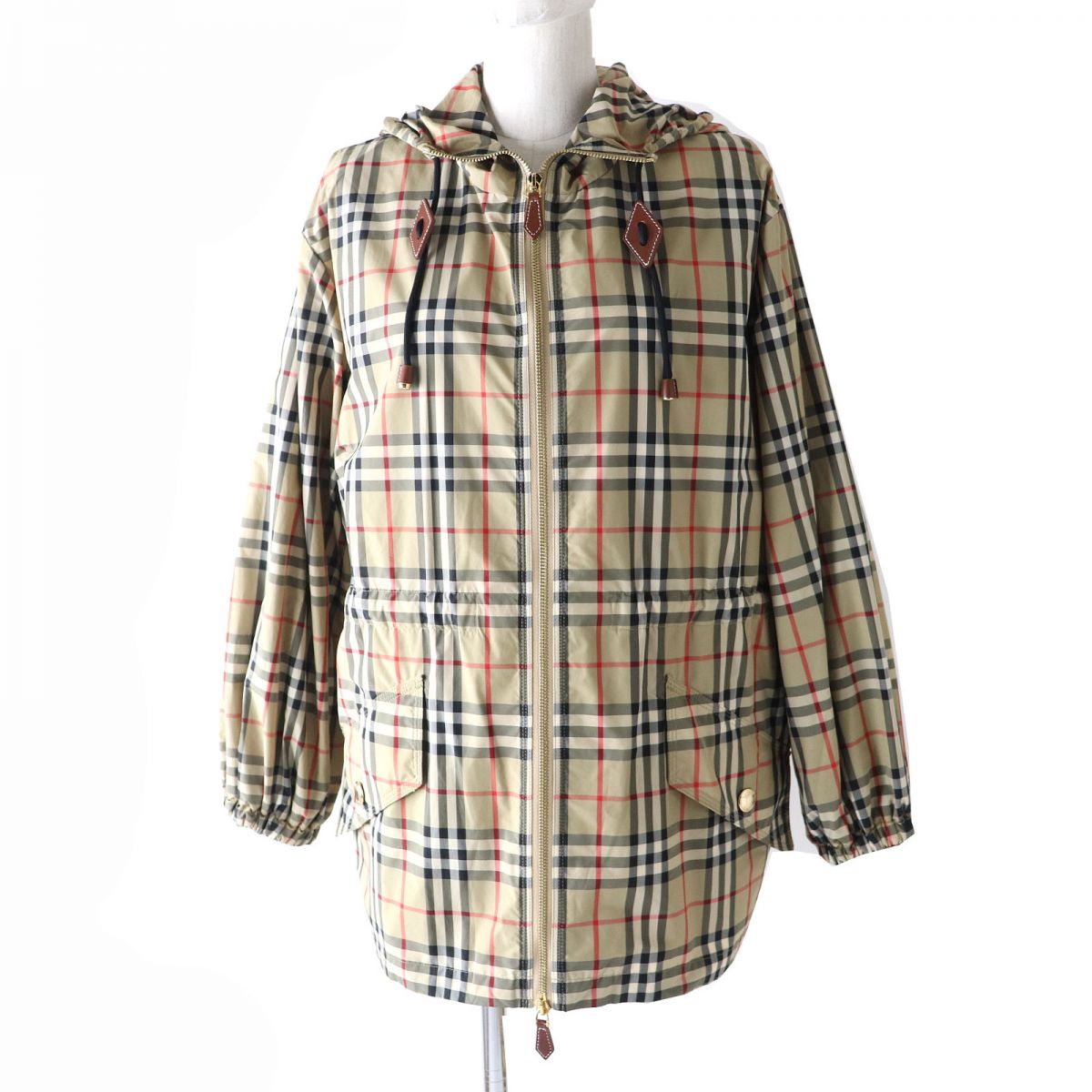 Burberry Nova Check Hooded Zip-up Jacket Beige