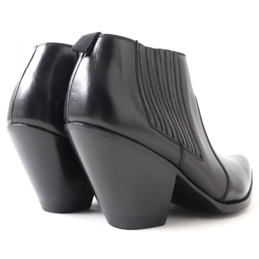 Celine Leather Pointed Toe Booties Black 37