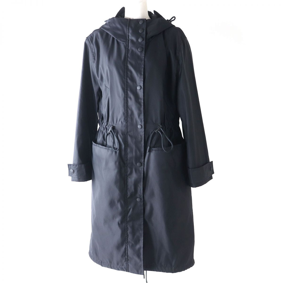 Burberry Nylon Hooded Long Mod Coat Black 40