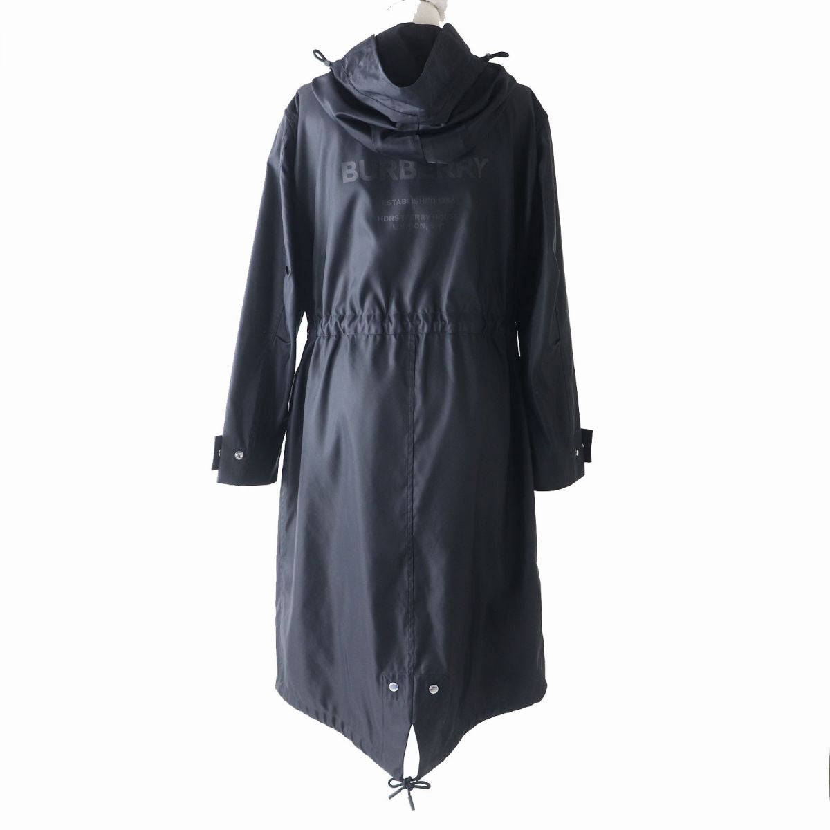 Burberry Nylon Hooded Long Mod Coat Black 40