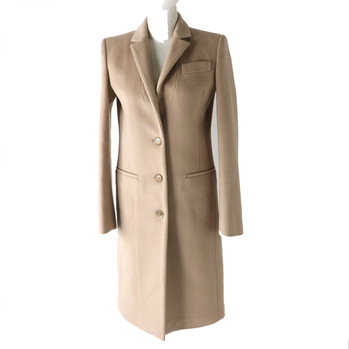 Gucci Wool Chesterfield Coat, Beige, Size 36