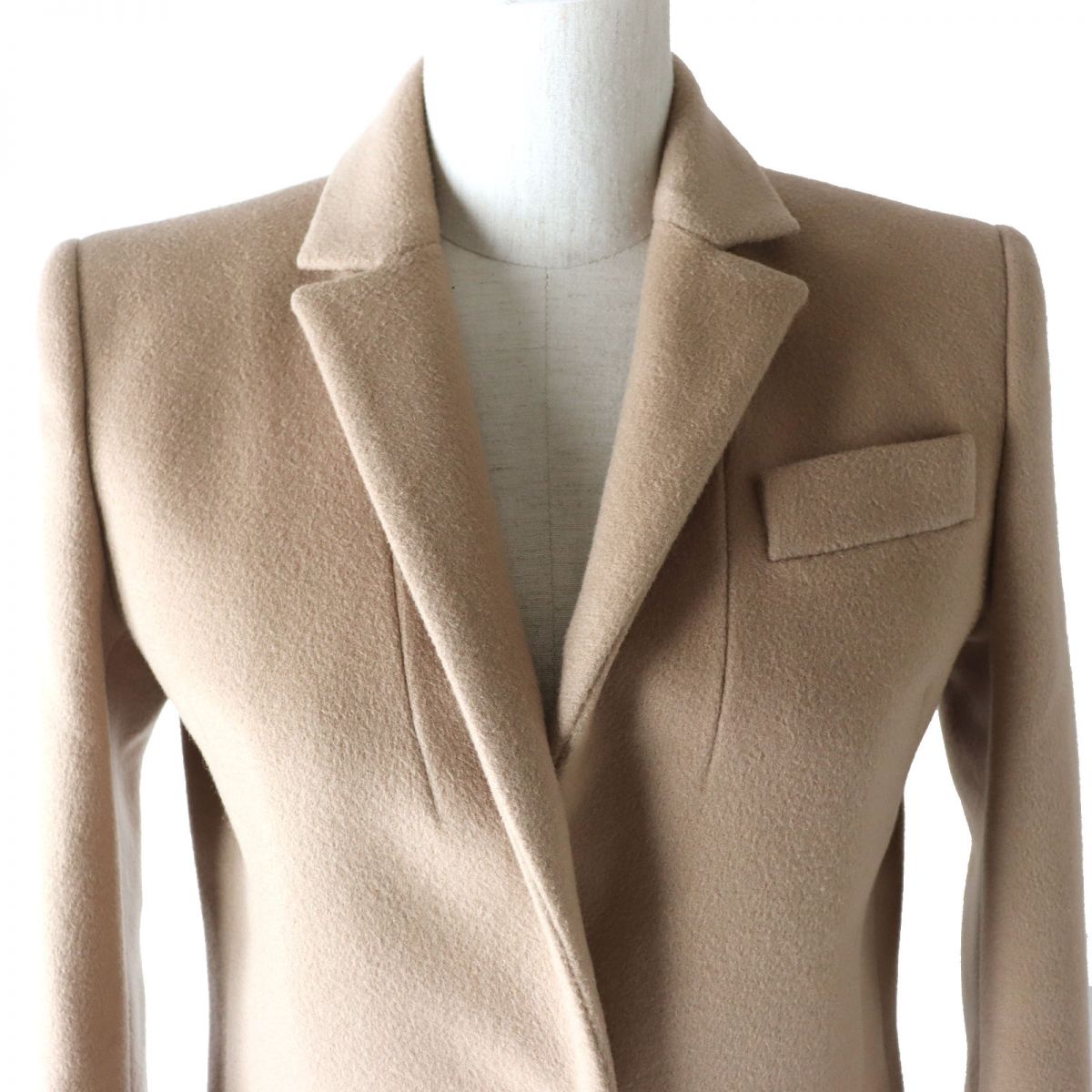 Gucci Wool Chesterfield Coat, Beige, Size 36