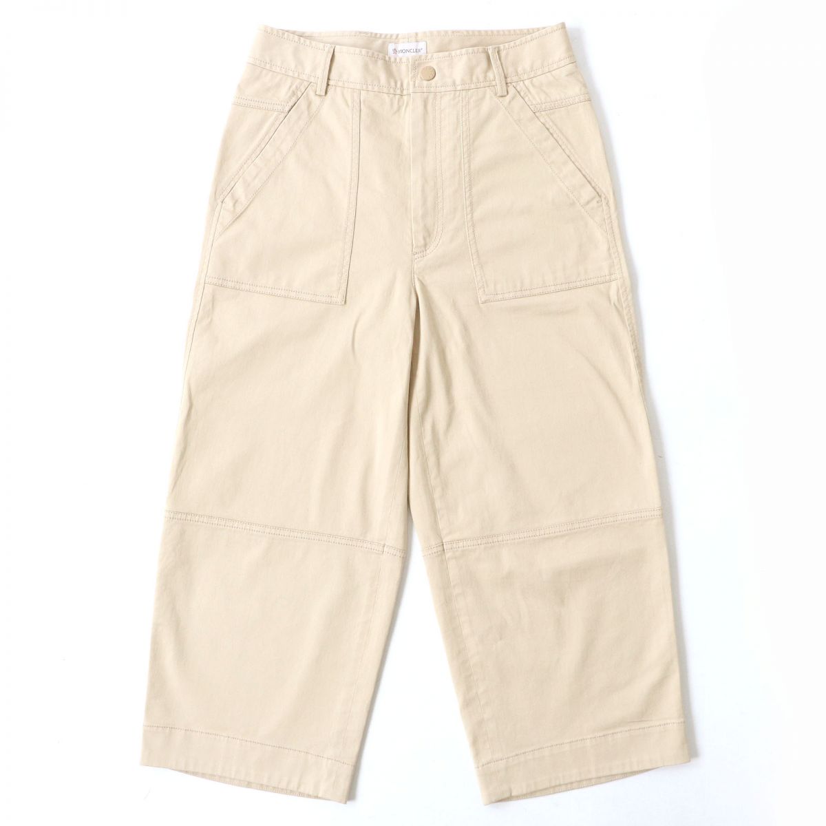 Moncler Cotton Stretch Cropped Pants Beige Size 42