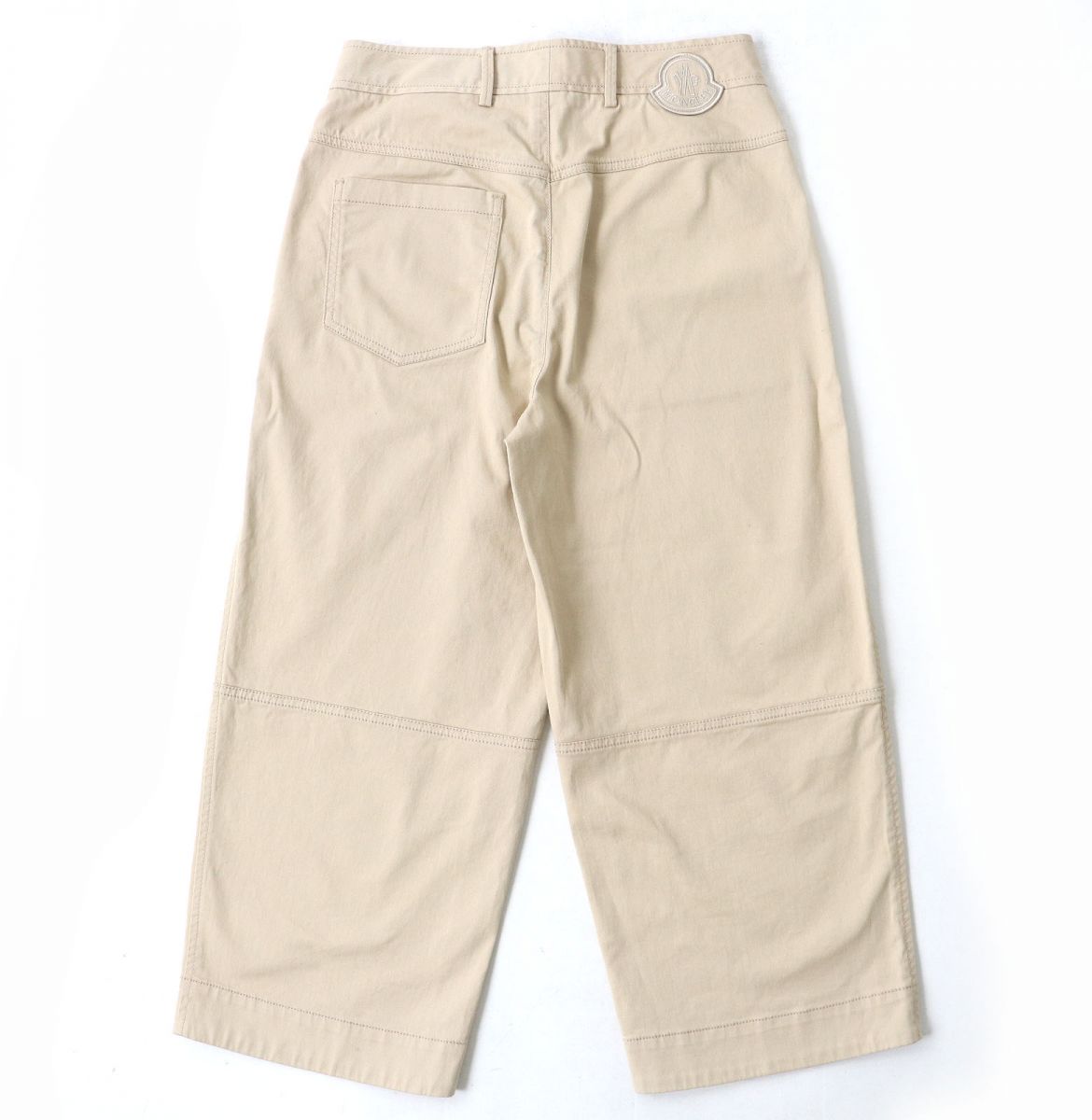 Moncler Cotton Stretch Cropped Pants Beige Size 42