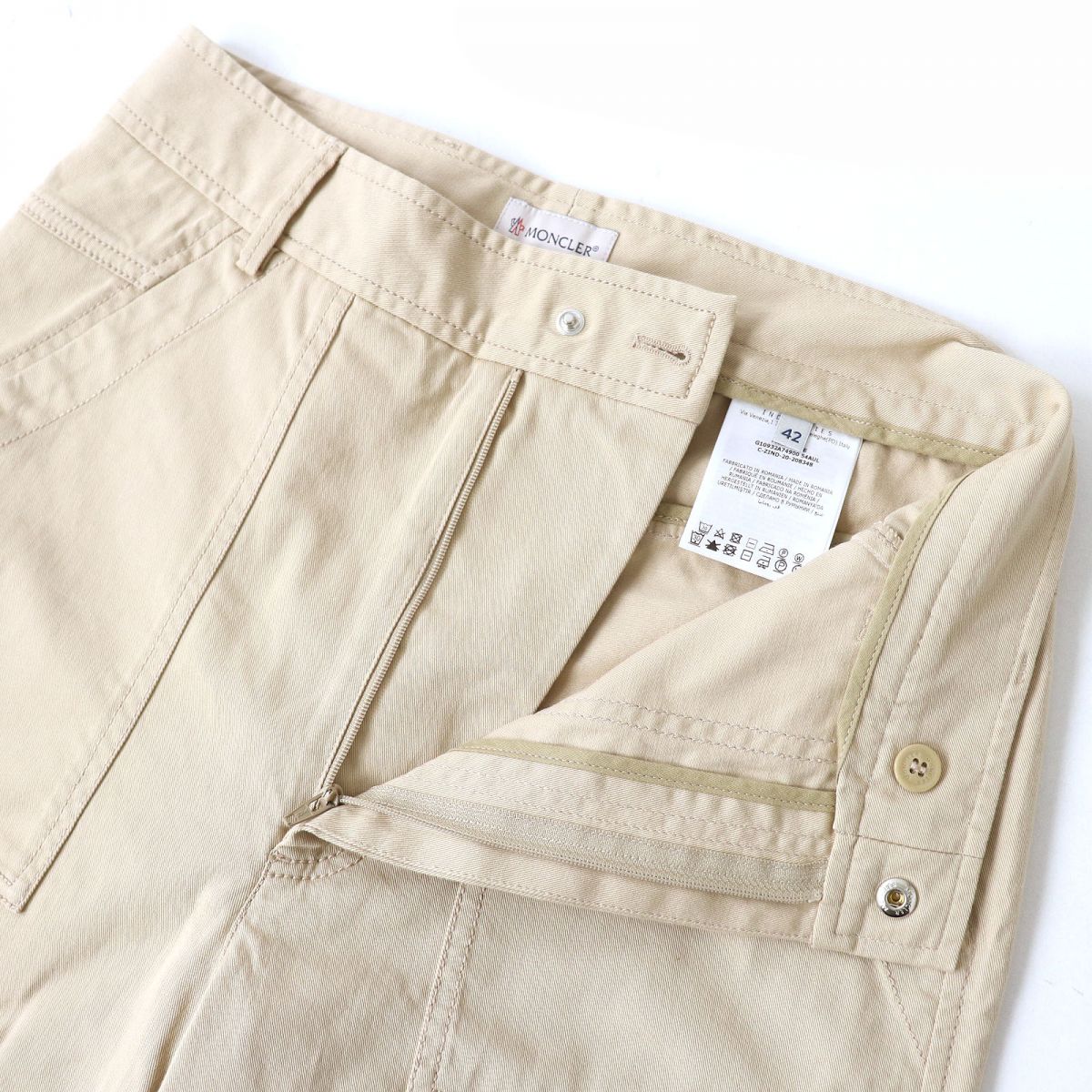 Moncler Cotton Stretch Cropped Pants Beige Size 42