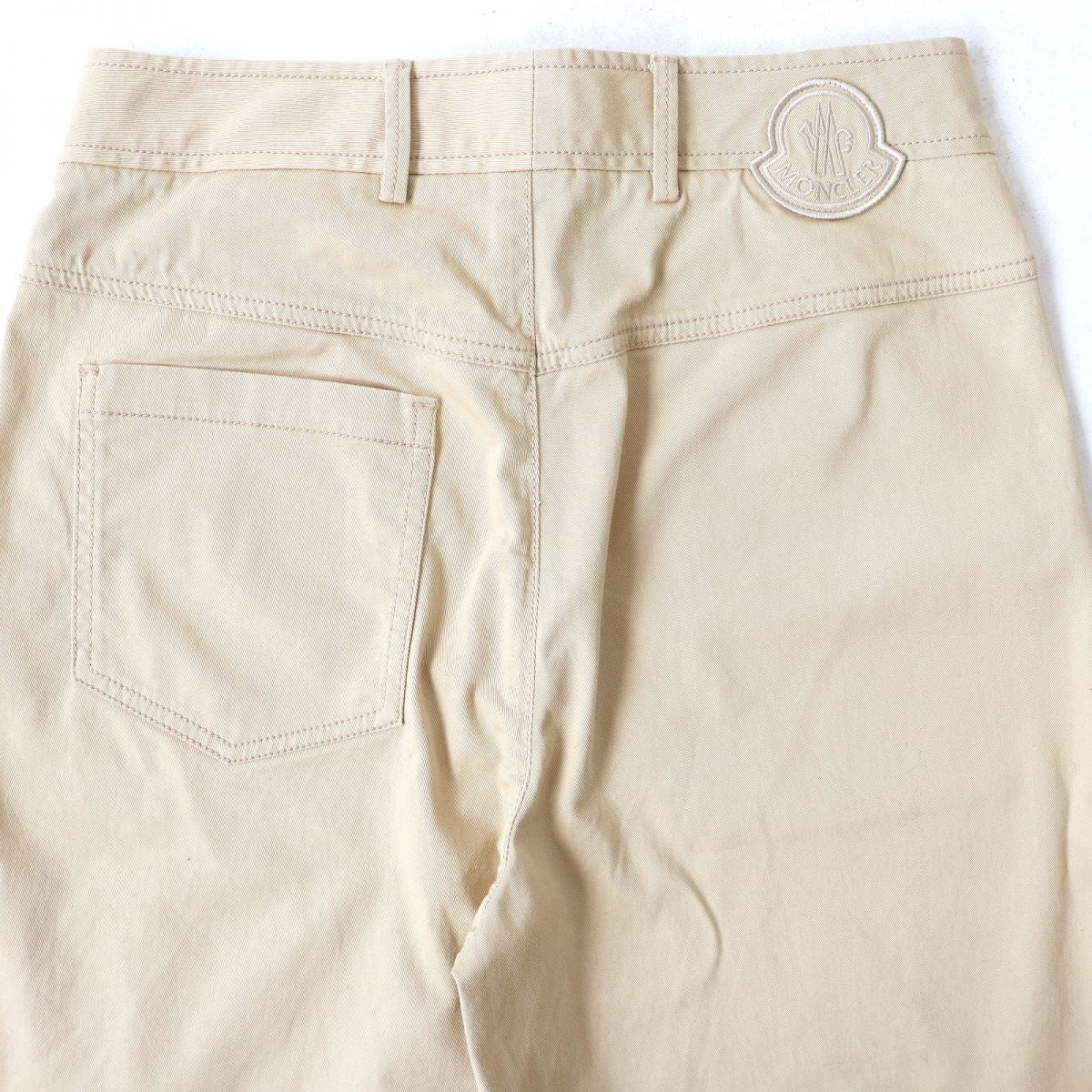 Moncler Cotton Stretch Cropped Pants Beige Size 42