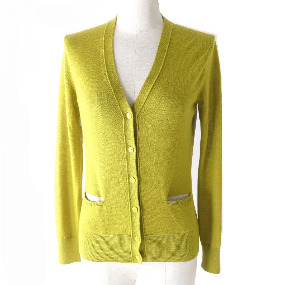 Loro Piana Cashmere Knit Cardigan, Yellow Beige, Size 38