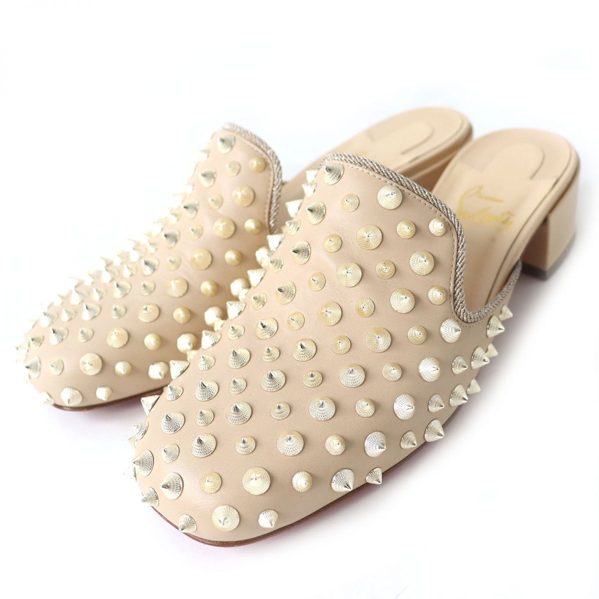 Christian Louboutin Studded Leather Clog Sandals