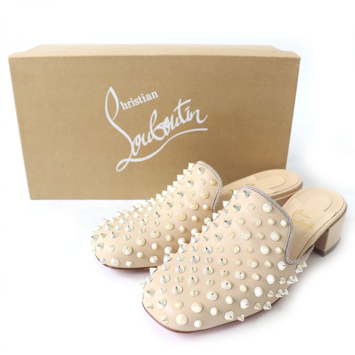 Christian Louboutin Studded Leather Clog Sandals