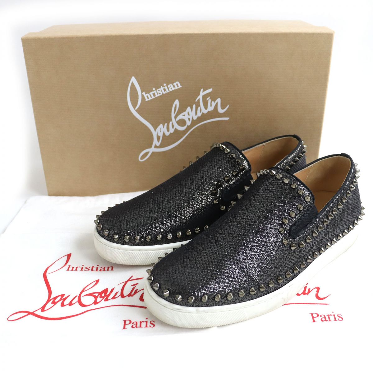 Christian Louboutin PIK BOAT FLAT LUREX Slip-On Shoes