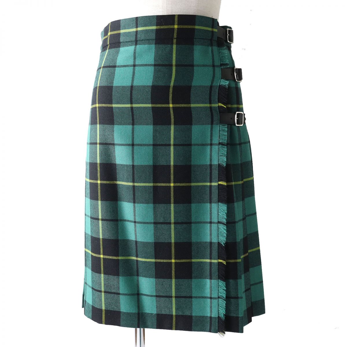 Gucci Wool Wrap Skirt with Leather Belt Green Size 38