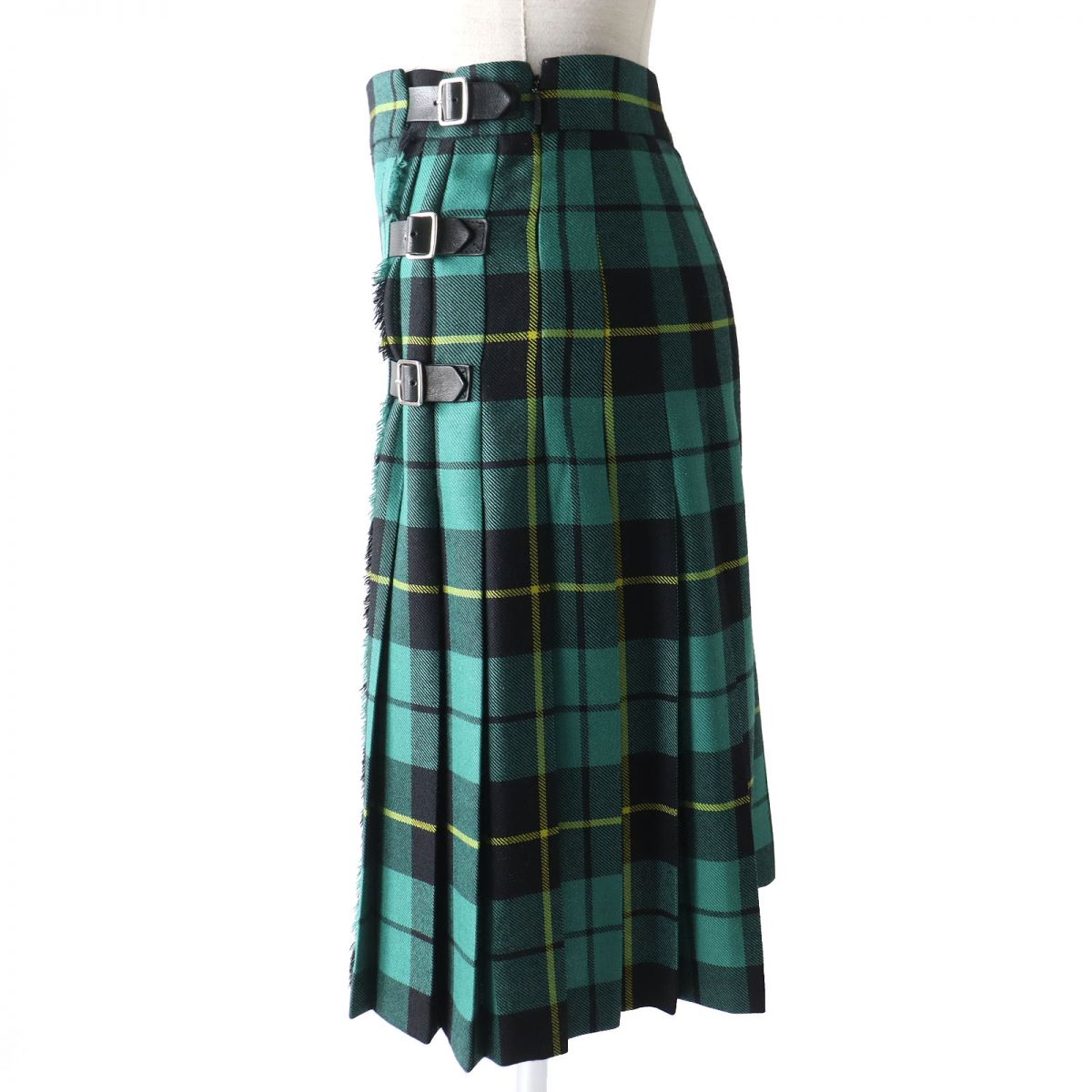 Gucci Wool Wrap Skirt with Leather Belt Green Size 38