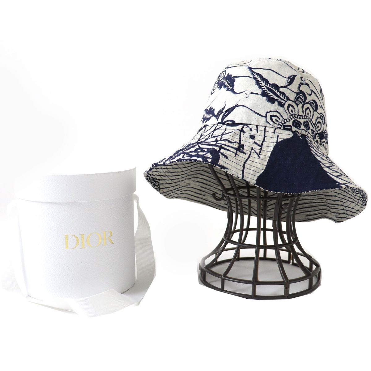 Dior Logo Metal Bucket Hat 57 Navy Gray