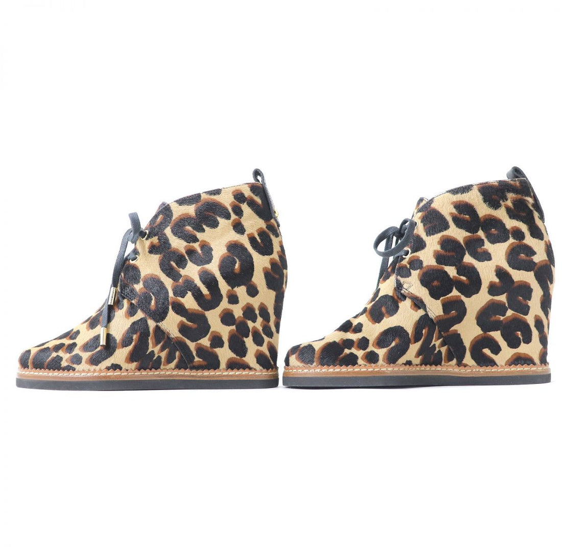 Louis Vuitton Leopard Harako Leather Wedge Ankle Boots