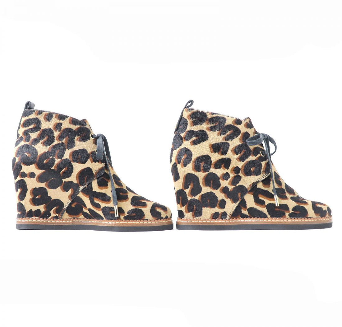 Louis Vuitton Leopard Harako Leather Wedge Ankle Boots